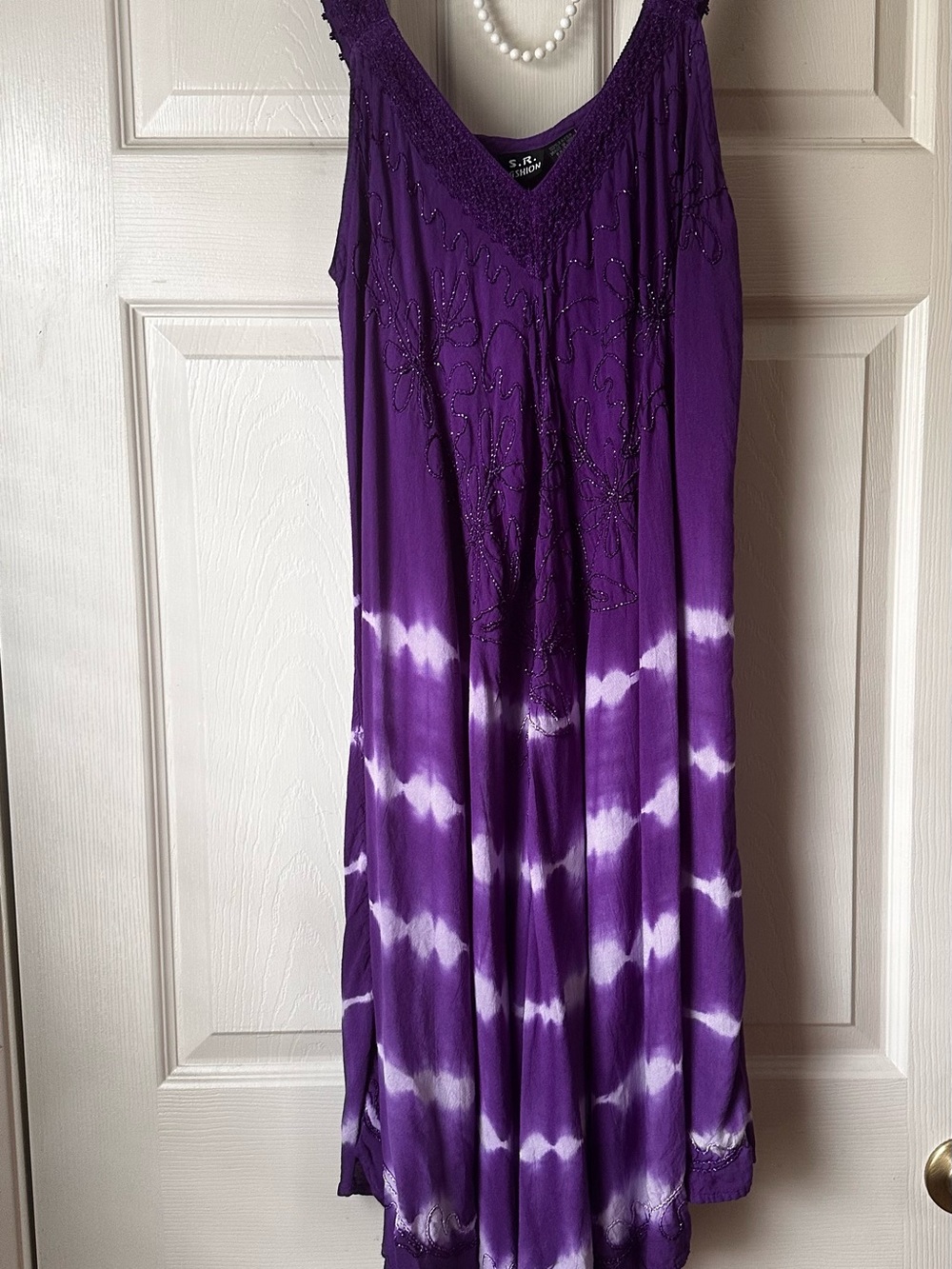 S.R. Fashion Purple & White Midi-Dress